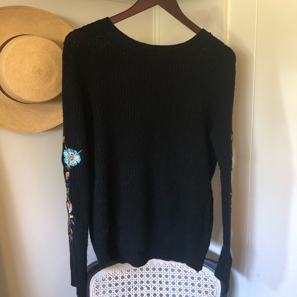 Black floral sweater